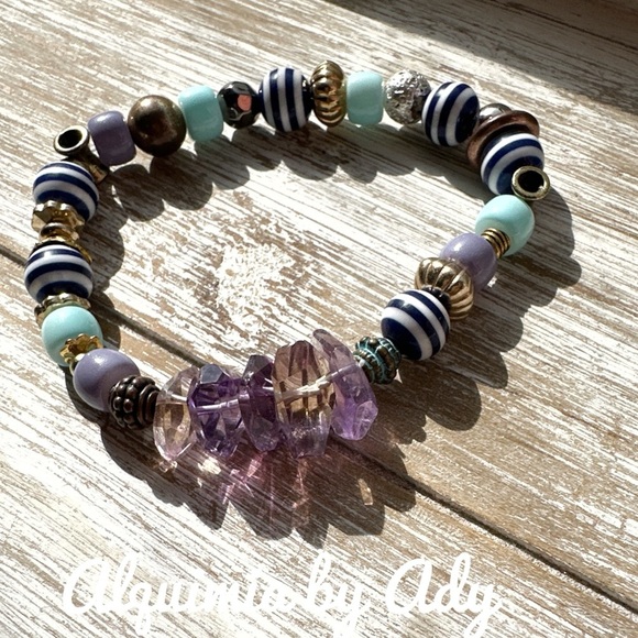 Ametrine chunky chips handmade bracelet beaded - Picture 1 of 1